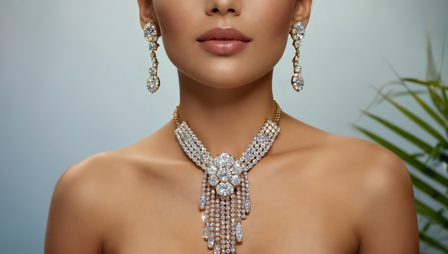 Latest Stylish Trendy Celebrity Inspired Designer Fancy Crystal Pendant Chain Necklace by glamour fashion