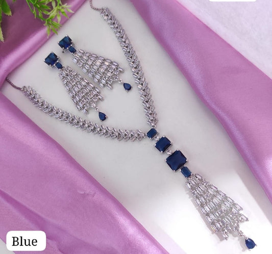 GLAMOUR JEWELLERY AMERICAN DIAMOND NECKLACE WITH EARRING GLAM-3333