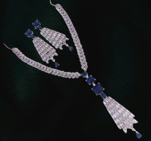 GLAMOUR JEWELLERY AMERICAN DIAMOND NECKLACE WITH EARRING GLAM-3333