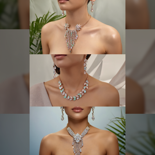 Trendy Celebrity Inspired Designer Fancy Crystal Pendants Combo of 3 by glamour fashion